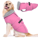 Warm Dog Coats for Large Dogs Waterproof Dog Winter Jacket Reflective Pet Fleece Vest Windproof Cold Weather Coats with Adjustable Buckle & Leash Hole, Pink, Size 3XL
