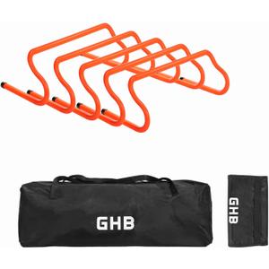 GHB Agility Hurdles Speed Agility Training Hurdles, Detachable Sturdy Hurdles Training Equipment Set with Carry Bag for Kids, Athletes, Soccer, Basketball (5 Pack)