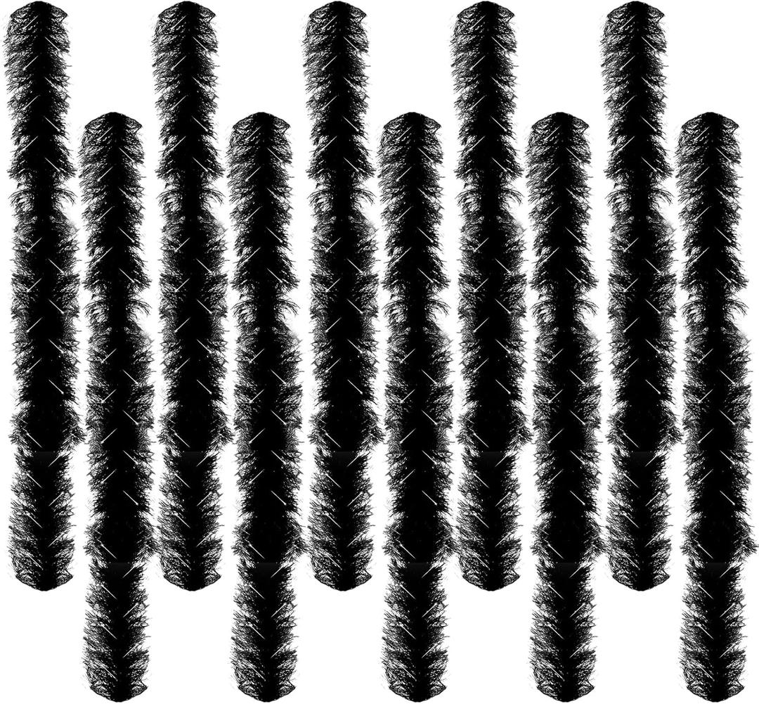 10 pcs Feather Boas 5ft Artificial Fluffy Boas Colorful Feather Boas Set for Women Costume Halloween Wedding Christmas (Black)