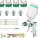 Hvlp Spray Gun, Air Spray Gun Paint Sprayer Gun with 1.4/1.7/2.0/2.5mm Nozzles, 600ml Capacity Great for Walls, Automotive, Home Improvement (Green)