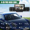 4 Channel Dash Cam,360 All-Around View Front Rear Left Right Inside Car Camera,3" IPS Screen,4-Way Dash Cam with 24H Parking Mode,Built-in GPS,8 IR Night Vision,G-Sensor,Free TF Card Included