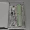 Cordless Hand Mixer, Foldable Design Handheld Electric Whisk with 3 Speed Modes, Hand Held Egg Beater with 2 Detachable Stir Whisks (Green)