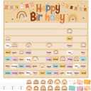 Blosssound 97 Pcs Happy Birthday Pocket Chart Classroom Birthday Calendar Chart Graph Bulletin Board with Name Tags for School Classroom Chalkboard Wall Decor(Rainbow)