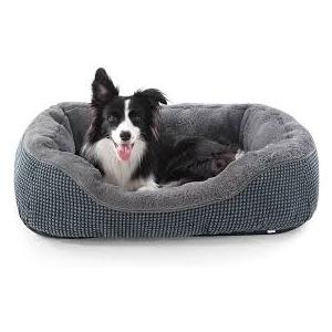 INVENHO Medium Dog Beds for Medium Dogs Washable, Rectangle Dog Bed Medium Size Dog, Orthopedic Dog Bed, Warming Soft Calming Sleeping Puppy Bed Durable Pet Bed with Anti-Slip Bottom M(30"x24"x9") (Grey)