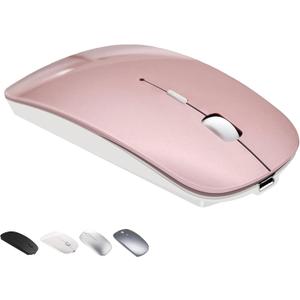 Bluetooth Wireless Mouse for MacBook Air Mac Pro Laptop Computer iPad Pad PC Laser Optical Rechargeable Mini Slim Silent Mouse Widely Used Desktop Hp iMac (Rose Gold)