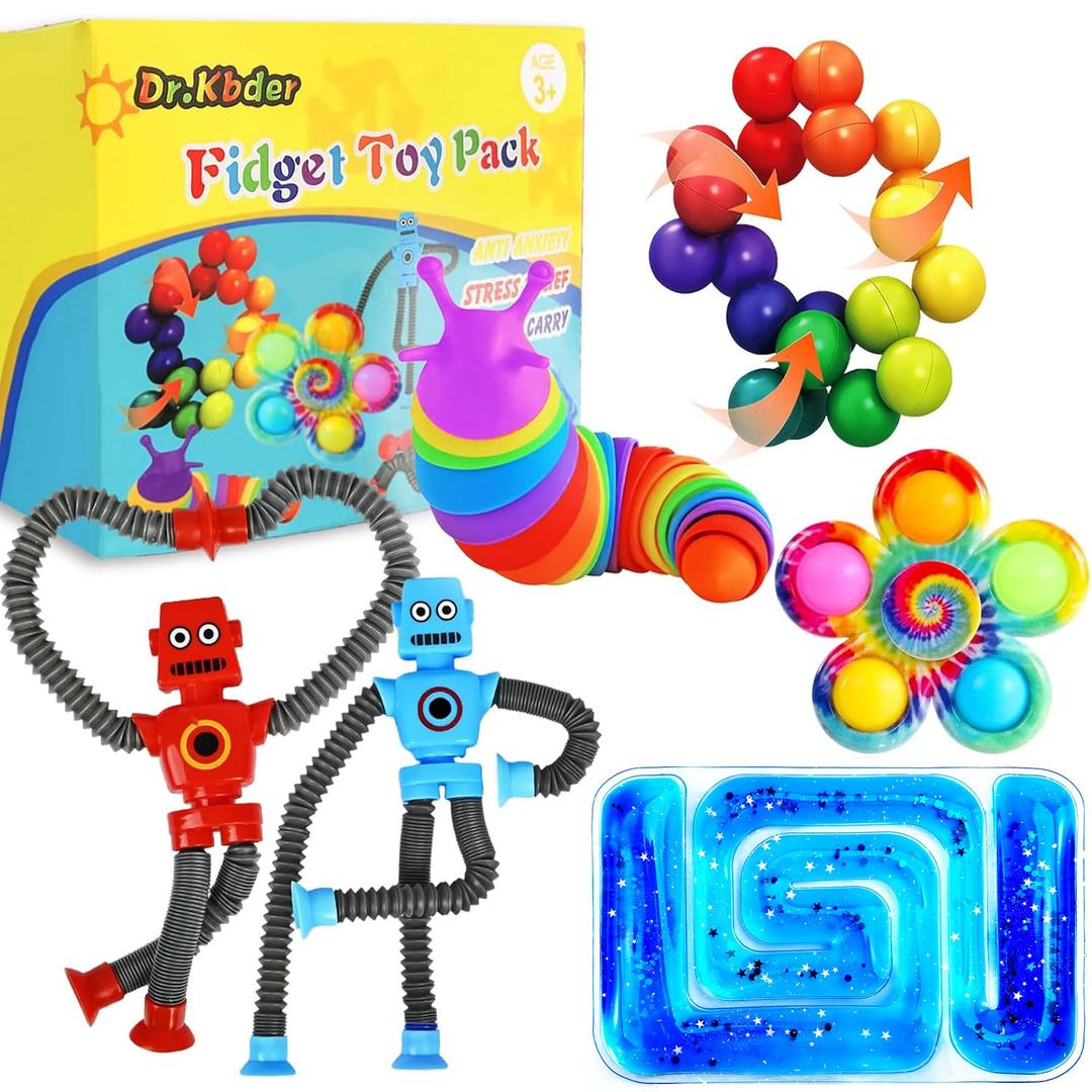 6Pack Sensory Autism Toys for Tollder Kids, Easter Basket Stuffers Autistic Travel Airplane Road Trip Restaurant Toy for Age 3-5 5-7 Fidget Classroom Must Have ADHD Valentines Day Gifts