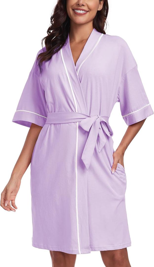 EA'S SECRET Robes for Women Summer Lightweight Bathrobe Bamboo Short Kimono Robe Soft Spa Bath robe Sleepwear for Ladies
