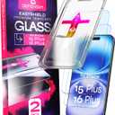 Screen Protector compatible with iPhone 15 Plus / 16 Plus (2Pack), Easy Auto-Align Install Kit, 6.7" Tempered Glass, 9H Hardness, Ultra HD Clear, Case Friendly, EasyShield
