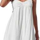 Narecte Casual Summer Dresses for Women Flowy Sun Dress Mini Dress Cute Spaghetti Strap Dress (Medium, White)