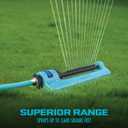 Aqua Joe Oscillating Sprinkler with Adjustable Spray, 16 Clog-Resistant Nozzles, Metal Base & 3600 Square Foot Coverage, Compatible with Garden Hoses