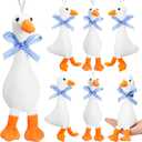 6 Pcs One Silly Goose Party Favors Stuffed Animal 6 Inch Adopt a Goose Party Favor Gift Plush White with Collar Soft Stuffed Funny Duck Gift for Birthday Supplies Decorations (Blue Ribbon)