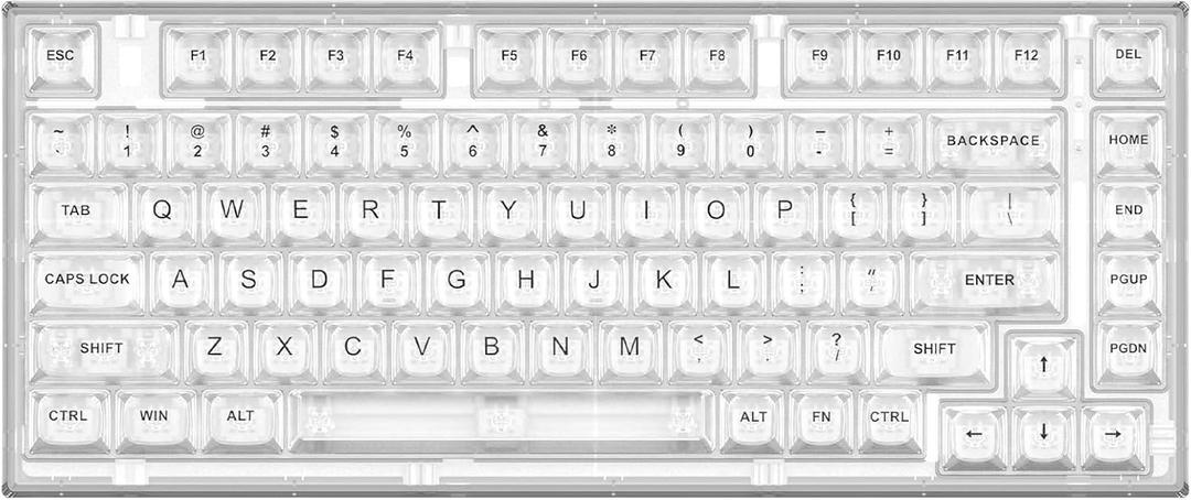 YUNZII X75 82 Key Hot Swappable Mechanical Keyboard with Transparent Keycaps, 75% Layout Gasket Mount RGB Backlit for Windows/Mac (Kailh Jellyfish Switch, Wired-White)