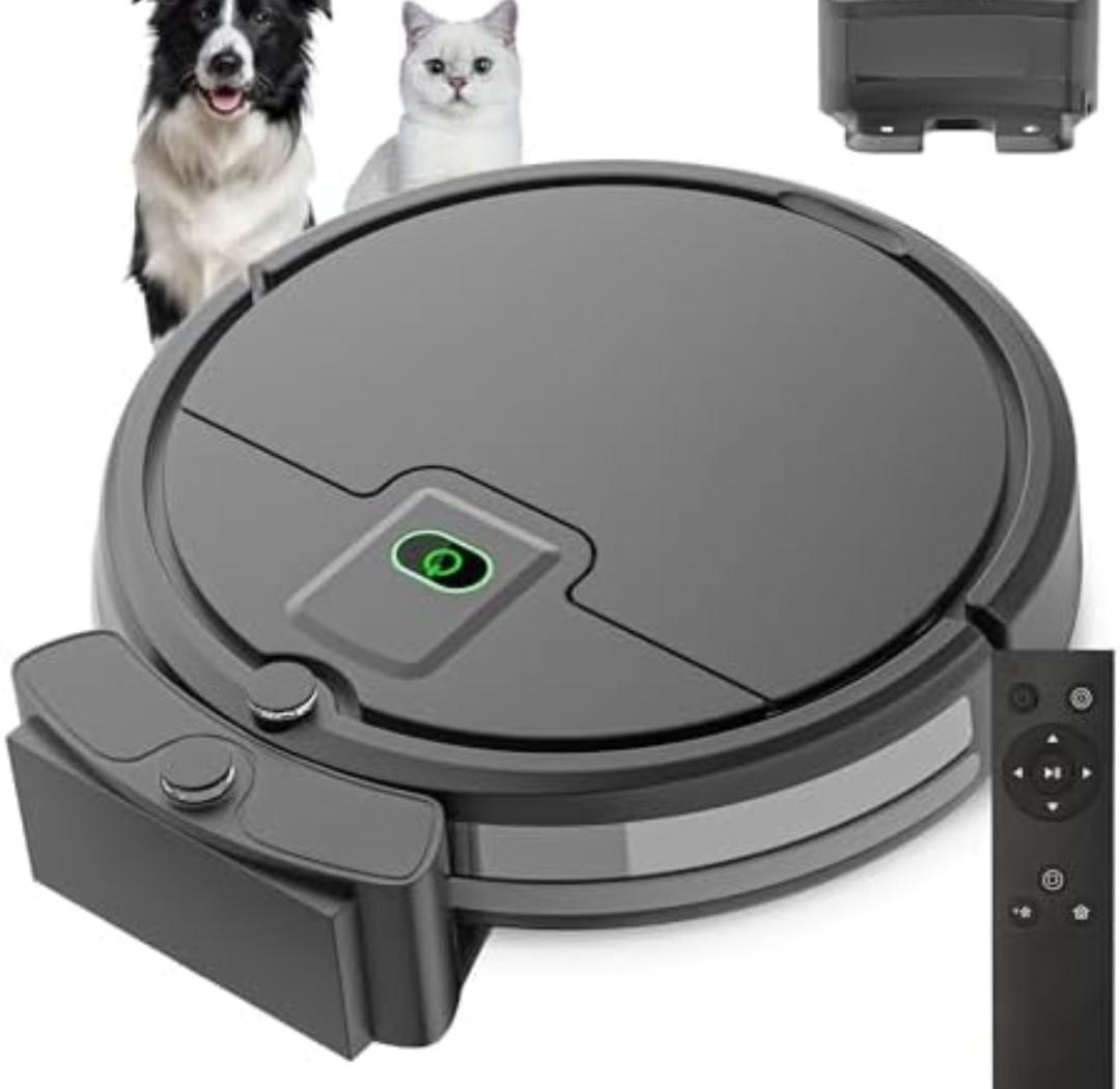 ENCHE Robot Vacuum Cleaner, 2900Pa Robot Vacuum Powerful Suction with Remote Control, Automatic Self-Charging, Long Runtime, Slim and Quiet Robotic Vacuum for Carpet and Pet Hair (Black)