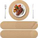 Aneco 100 Pieces Round Burlap Placemats 11.8 Inch Reusable Brown Table Mats Heat Resistant Natural Jute Fibers Placemats Burlap Circle Rustic Table Decorations for Dinner Holiday Farmhouse Decor