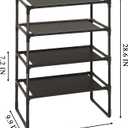 5-Tier Small Shoe Rack for Closet and Entryway, Narrow Shoe Shelf Organizer,Stackble Shoe Stand,Non-Woven Fabric Metal Free Standing Shoe Racks (Black, 18" W x 9.9" D x 28.6" H)