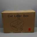 2 Pack Stainless Steel Cat Litter Box with Lid, XL Extra Large Metal Box for Big Cats, 24" L x 16" W x 12" H, Enclosed Litter Box High Sided, Non-Sticky, Include Litter Scoop (Dark Gray & Light Gray)