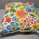 Pillow Perfect Bright Floral Indoor/Outdoor Throw Pillows, 1 Count, Floor - 25" x 25", Blue/Purple Gregoire