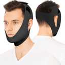 OHELEEP Anti Snore Chin Strap for CPAP Users, Snore Stopper Adjustable, Chin Strap for Sleeping Comfortable Stop Snoring Solution, Anti Snoring Devices Breathable and Reusable, Black, M