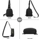 2 x Fashion Belt Bag Waist Pack Sling Waist Bag Sling Chest Waist Pack with Ajustable Strap Small Fashion Sling Pack Causal Travel Black