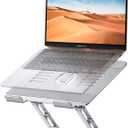 Lamicall Adjustable Laptop Stand for Desk - 360 Rotating Base Ergonomic Computer Stand, Aluminum Laptop Riser Foldable Protable for Office Home fits MacBook Air Pro, Dell, HP (10-17.3'') -Sliver (NEW Upgraded - Silver)
