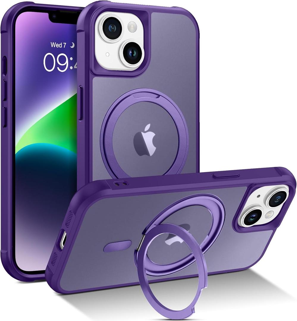 BENTOBEN for Magnetic iPhone 14 Plus Phone Case [Compatible with MagSafe] Rotatable Ring Holder Kickstand Design Shockproof Women Men Girl Boy Drop Protective Cover for iPhone 14 Plus 6.7 2022, Purple