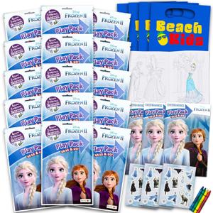 Bendon Set of 15 Full-Size Kids Play Packs Fun Party Favors Coloring Book Crayons Stickers (Disney Frozen)