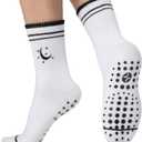 2 x COOLMATE Pilates Socks with Grips for Women, Yoga Socks, Crew Non Slip Women for Barre, Pilates Gifts for Women