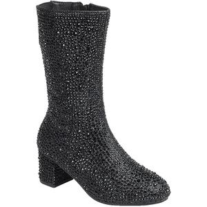 ABSOLEX Girl's Rhinestone Round Toe Knee High Chunky Low Heel Boot, 12