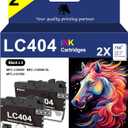 2-Pack LC404 Black Ink Cartridges for Brother LC404BK LC404XL, Compatible with Brother MFC-J1205W MFC-J1205WXL MFC-J1215W Printer