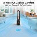Comfort Zone 40-Inch Bladeless Tower Fan for Bedroom Quiet Standing Fan with Remote Control, 9H Timer & Wide Area Oscillation Turbocharged Airflow & Digital LED Display Black