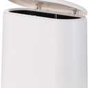 White Slim Bathroom Trash Can with Press Top Lid,12 Liter Small Thin Garbage Can,3.17 Gallon Narrow Dog Proof Plastic Waste Basket, and Covered Wastebasket for Room, Bedroom, Kitchen, Toilet, Office, Dorm