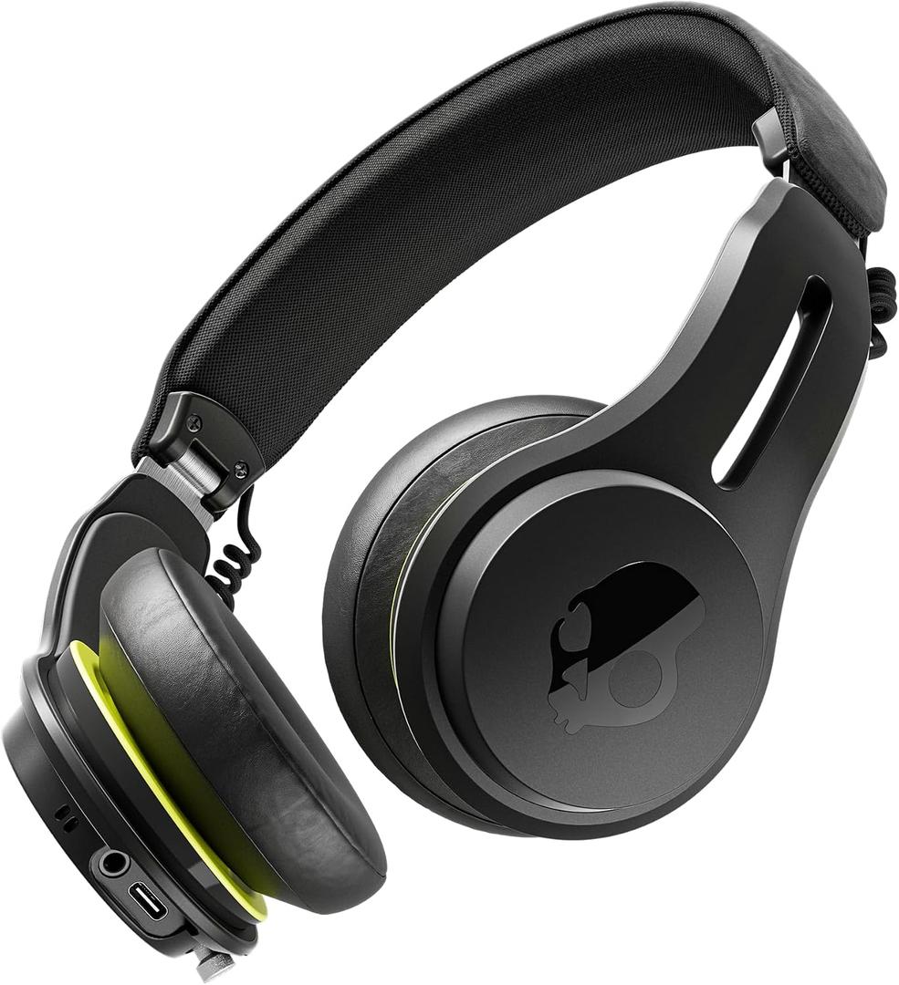 Skullcandy Icon ANC Wireless On-Ear Bluetooth Headphones, Active Noise Cancelling, 60 Hours Battery, Sweat Water Resistant, Foldable Durable Travel Ready, Microphone for iPhone Android - True Black