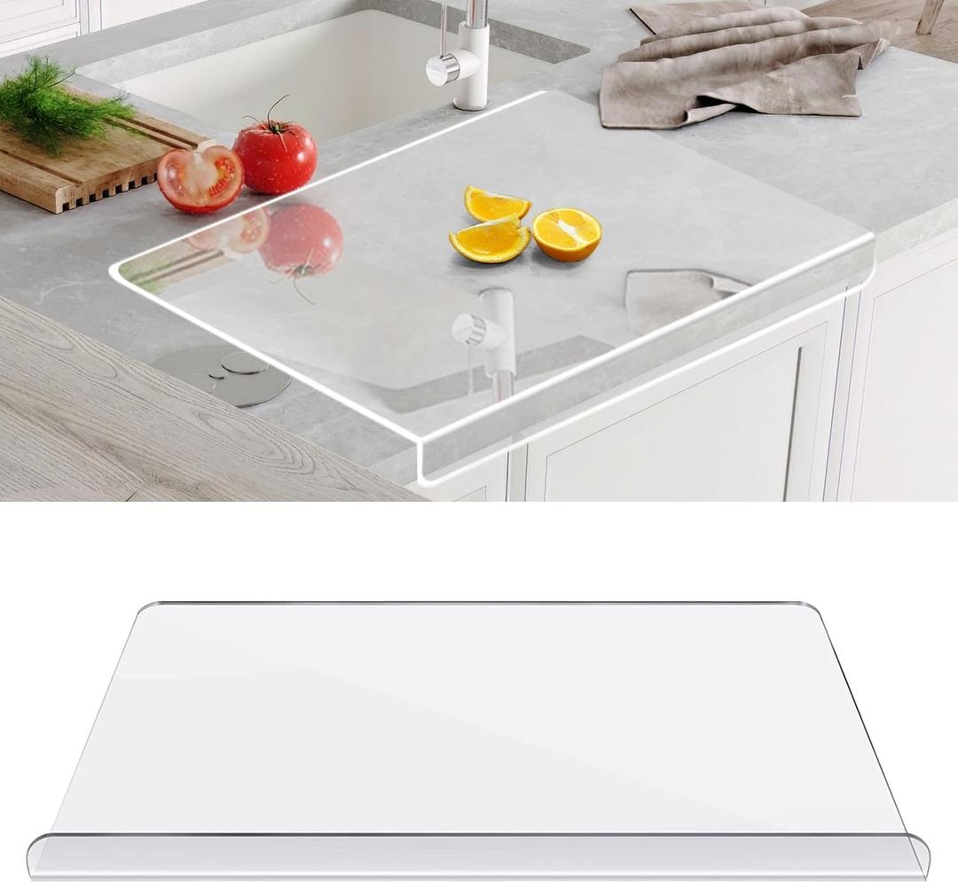 Acrylic Cutting Board for Kitchen Counter 24" x 18", Upgraded Thicker Clear Cutting Board for Countertop with Lip Nonslip Chopping Board for Kitchen Countertop Protection