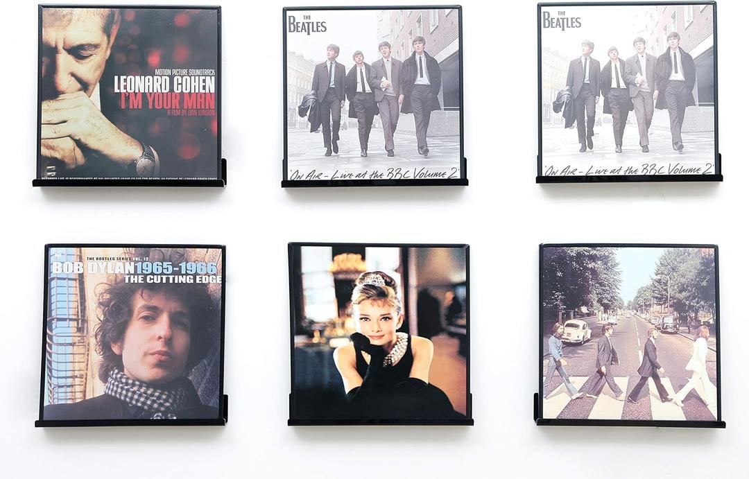 IEEK Vinyl Record Shelf Wall Mount,6 PCS Black Acrylic Album Record Holder Display Shelf,Display Your Daily Listening in Style