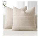 MIULEE Decorative Linen Check Throw Pillow Covers Neutral Farmhouse Vintage Pillow Covers 20x20 Set of 2 Boho Modern Home Decor for Sofa Couch Bedroom Cushion Natural Beige
 3