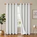2 Panels 100% Blackout Linen-Textured Curtains, Thick Thermal Insulated Grommet Drapes with Subtle Herringbone Weave, Luxury Decor for Bedroom/Living Room, 54 x 84 Inches, PurWhite
