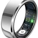 Smart Ring with Air Gesture Control, Health Tracker, 7-Day Battery, IPX8 Waterproof, Heart Rate & Sleep Monitor - Stylish Fitness Ring for Men & Women, Compatible with iOS/Android, Size 8,Silver