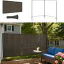 Windscreen4less Outdoor Privacy Fence Screen, 5'x12' Freestanding Privacy Fencing Set with Iron Poles and Ground Spikes, UV Resistant Mesh Cover Garden Pet Fencing for Backyard Patio Pool, Brown