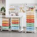 SYKIARIOL Rolling Cart with Drawers, Rainbow | Rolling Cart for Craft Storage, Storage Cart with Lockable Wheels and Wooden Tabletop for Classroom, Office, Living Room, Size: 10-Drawers, Drawer dimension: 12.6“D x 10.9"W x 2.76"H