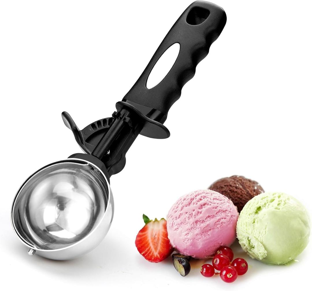 Ice Cream Scoop with Trigger, 5 Tbsp Cookie Scoop for Baking, 2.45 Oz Cookie dough Scooper, Large Ice Cream Scooper, Stainless Steel Portion Scoop, 72.7 ml