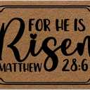 Outdoor Floor Mats for Home Entrance, Funny Doormats for Front Door for He is Risen Matthew 0.4" Low Profile Rubber Backing Slip-Resistant Weatherproof 23.6X15.7 Inch