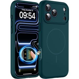 Magnetic for iPhone 17 Pro Case, Compatible with MagSafe, Integrated Silicone Camera Control Cover Protection, 3.0mm Thicken Silicone Phone Cover for 17 Pro 6.3", Blackish Green