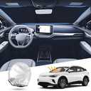 Windshield Sun Shade for Volkswagen ID.4 2021-2024 2025 Front Window Sun Shade Foldable Sun Shield Sun Visor Cover Block Heat and Sun Protection, Silver/Black