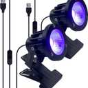 Black Light 13W 6ft UV Light Lamp, IP65 Clip on Lamp UV Resin Lights, for Fluorescent Tapestry Poster Body Paint Glow Party (2)