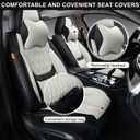 Car Seat Covers Full Set, Breathable Leather Automotive Front and Rear Seat Covers & Headrest, Universal Automotive Vehicle Seat Cover for Most Sedan SUV Pick-up Trucks, Black&Beige