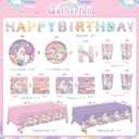 birthday Party Supplies Kit for 24 Guests - for Unicorn Birthday Decorations, Includes Dinner & Dessert Plates, Napkins, Cups, Banner and Tablecloth for Unicorn 1st Birthday Party Decorations