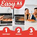 Gourmia Toaster Oven Digital Air Fryer - Convection Mode with 4 Slice Capacity, 3 Rack Positions, 12 Presets, Toast, Bagel, Bake, Roast, Broil, Dehydrate, Popcorn, Fits 9" Pizza, Stainless Steel