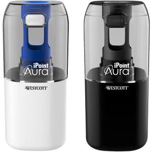 Westcott iPoint Aura Battery Pencil Sharpener, Assorted Colors (17319, 1 Piece, Black)