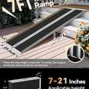 FACHNUO 7 Feet Portable Wheelchair Ramp with Sopport Legs, Non-Skid Aluminum Handicap Ramps with Handle, Folding Threshold Wheel Chair Ramp for Home Steps, Stairs, Entry,Doorways, 800LBS Capacity