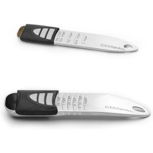KitchenArt Stainless Steel Pro Sliding Adjust-A-Tablespoon and Teaspoon, Adjustable Measuring Spoon Set